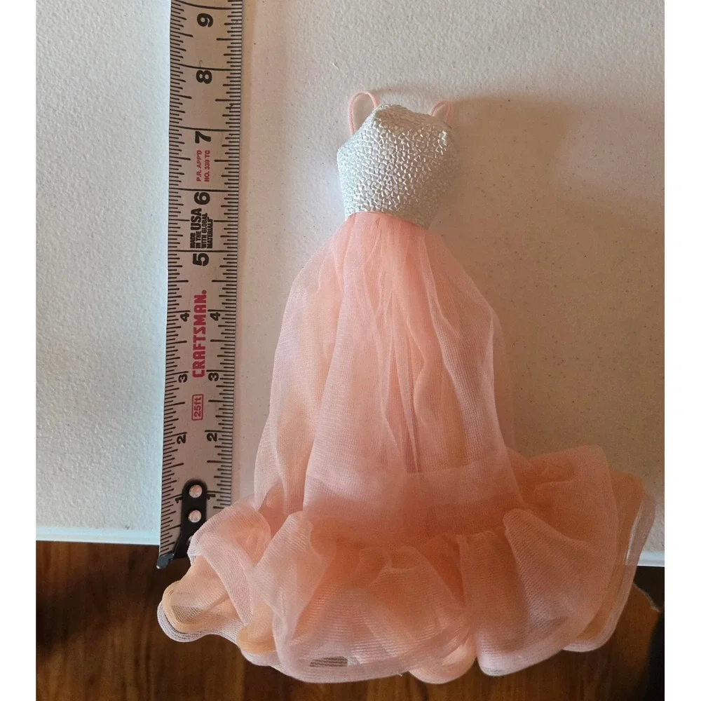 Vintage‎ Barbie Pink Tulle Ball Gown Silver Bodice Doll Dress 90s